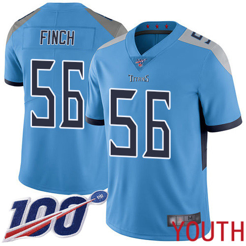 Tennessee Titans Limited Light Blue Youth Sharif Finch Alternate Jersey NFL Football #56 100th Season Vapor Untouchable->women nfl jersey->Women Jersey